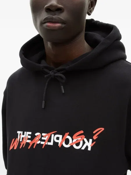 Суичър с качулка The Kooples с принт черно