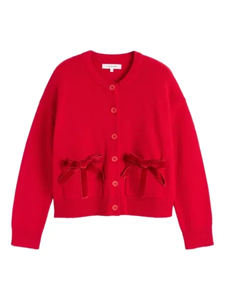 Cardigan Chinti & Parker cu funde de catifea roșu