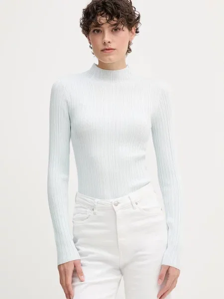 Calvin Klein Jeans sweter lekki z półgolfem niebieski