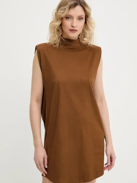 Answear Lab sukienka mini prosta brązowy