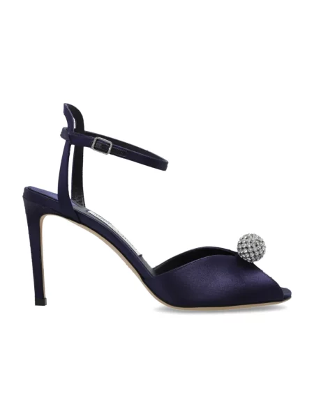 Satynowe sandały Jimmy Choo niebieskie