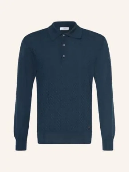 Eton Pletené Polo Tričko tmavě modrá