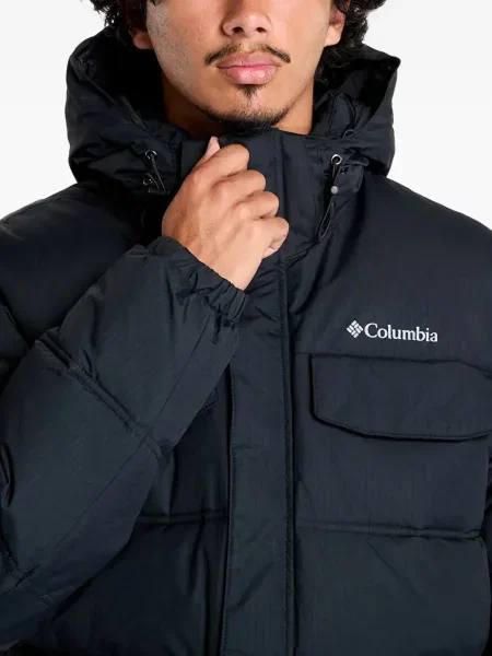 Geacă cu puf Columbia cu glugă negru