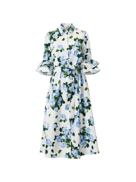 Rochie tip cămașă Carolina Herrera cu imagine alb