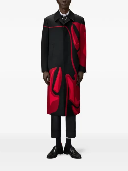 Palton Thom Browne din țesătură twill negru