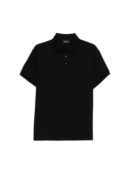 Dzianinowa koszulka polo Emporio Armani z nadrukiem czarna
