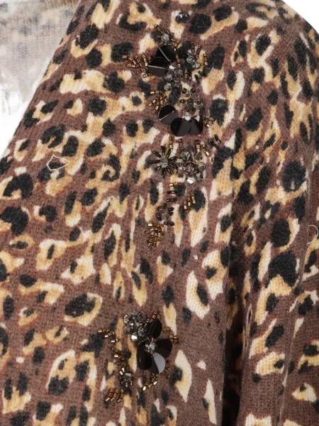 Cardigan Twinset cu model leopard maro