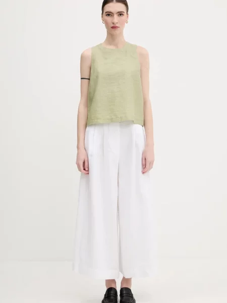 Блузка з домішкою льону United Colors of Benetton візерунок зелений