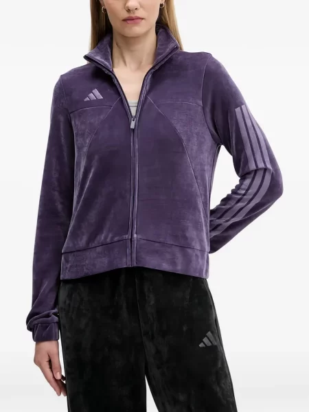 Ριγέ τρέξιμο μπλούζα Adidas από διχτυωτό κόκκινο