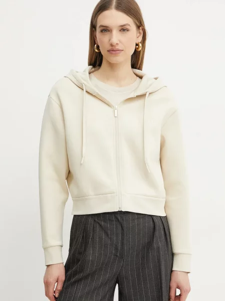 Armani Exchange bluză cu glugă uni bej