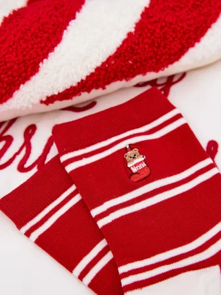 Nogavice Aura.via s črtami bela