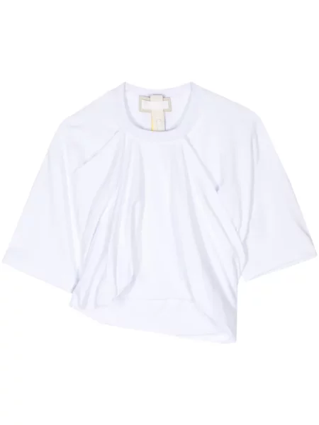 Tricou Litkovskaya drapate alb