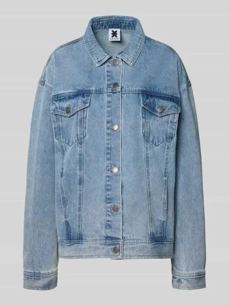 Kurtka jeansowa z tyłu z naszywką z logo Karo Kauer niebieska