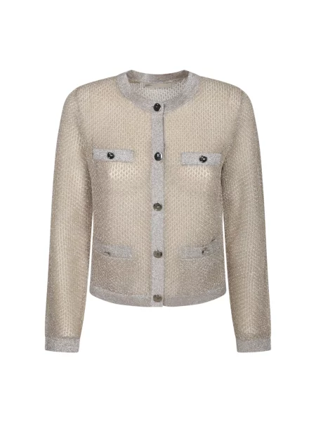 Kardigan Tory Burch z siateczką beżowy