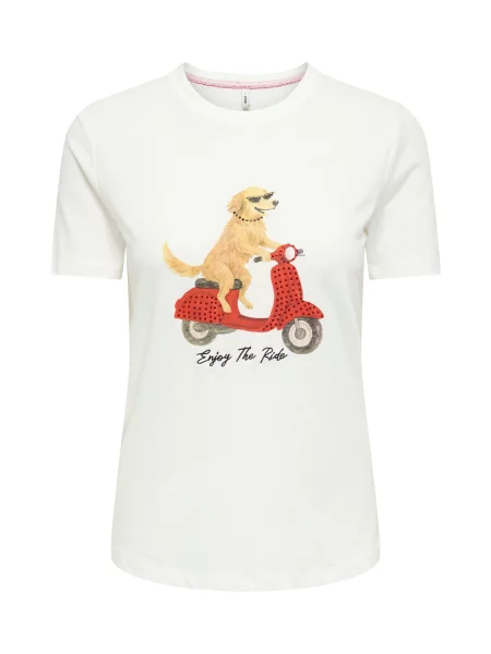 ONLY Tricou ONLBARIA maro cămilă / sângeriu / negru alb