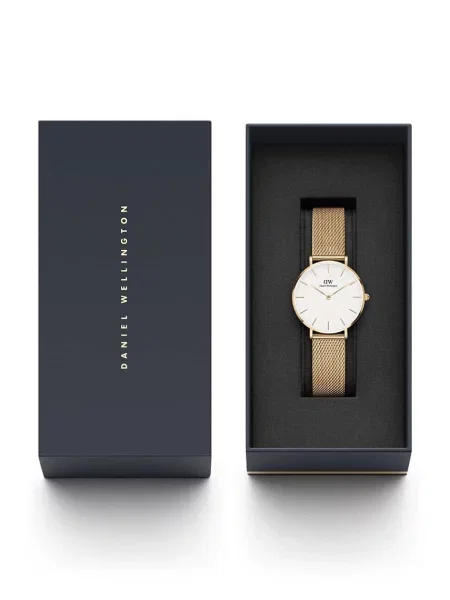 Dámske hodinky v zlatej farbe Daniel Wellington Petite Evergold biela