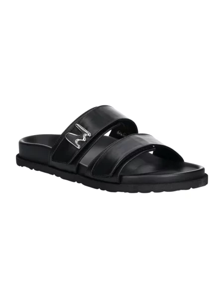 Klapki Msgm skórzane czarne
