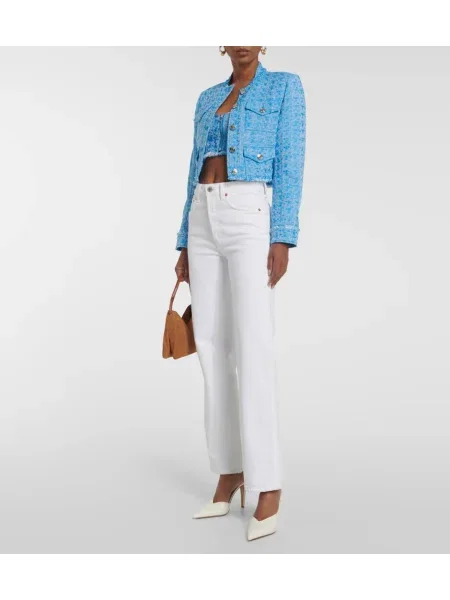 Tweed cropped felső Staud kék