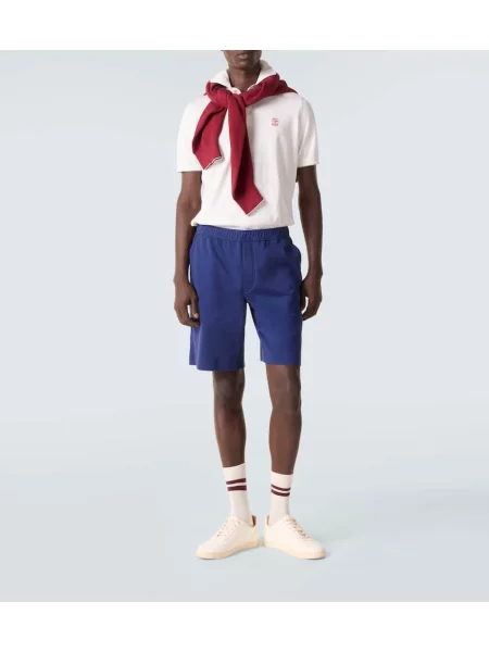 Polo Brunello Cucinelli cu broderie alb