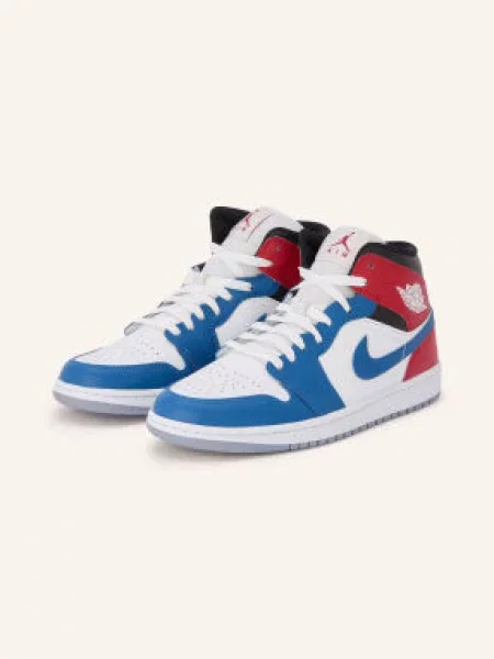 Jordan Kotníkové Tenisky Air Jordan 1 Mid / tmavě červená / modrá bílá