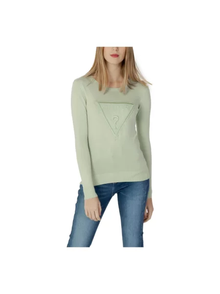 Dzianinowa bluzka Guess z długim rękawem niebieska