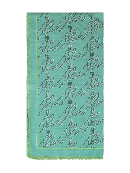 Fular Longchamp cu franjuri verde