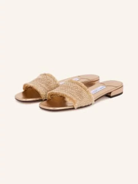 Jimmy Choo Klapki Joa Z Brokatową Przędzą beige beżowe
