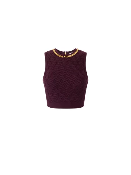 Dzianinowy sweter Elisabetta Franchi z nadrukiem czerwony