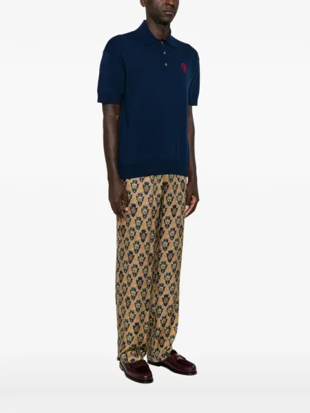 Πλεκτό polo Drôle De Monsieur με κέντημα μπλε