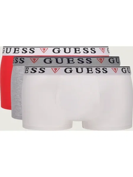 GUESS Boxeri Brian gri amestecat / roșu alb