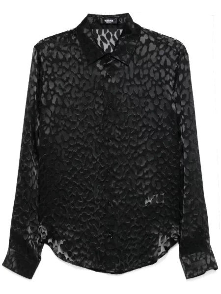 Риза Versace с принт с леопардов принт черно