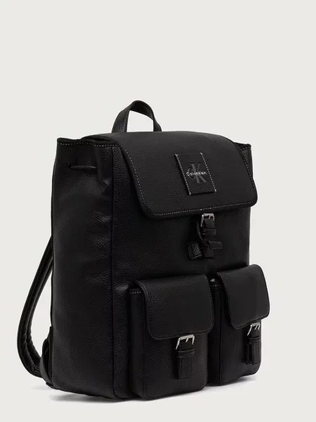 Rucsac Calvin Klein Bold Pebble Flap Backpack Black OS negru