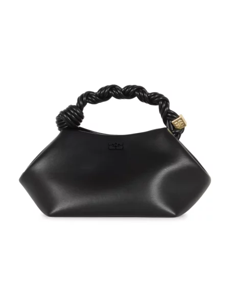 Torebka crossbody Ganni biznesowa z nadrukiem czarna