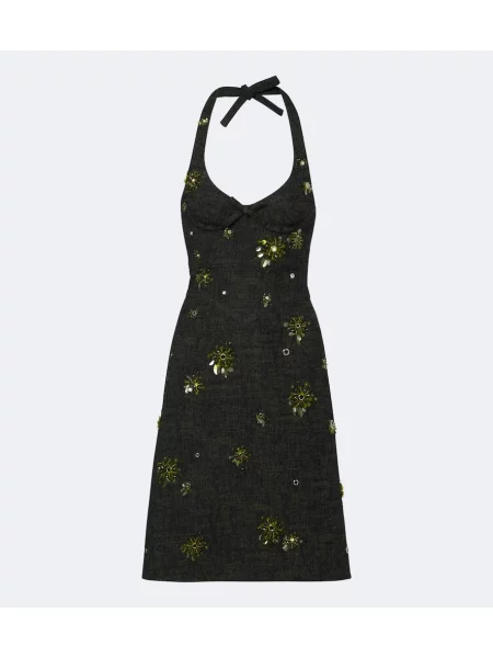 Rochie Shushu/tong din tweed verde