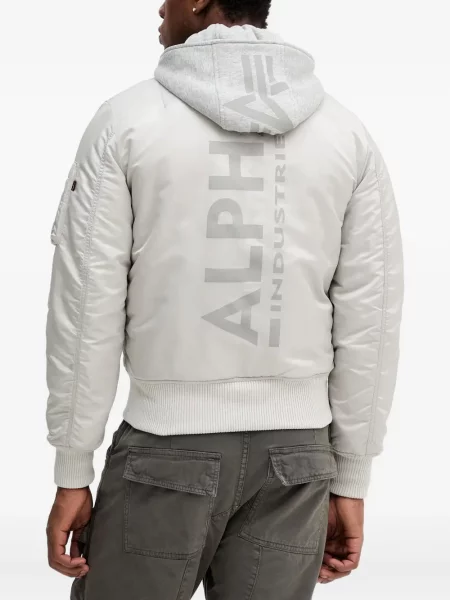Geacă bomber Alpha Industries cu glugă cu imagine gri
