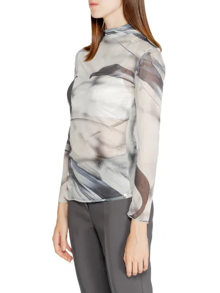 Bluzka Rinascimento z siateczką z siateczki z nadrukiem czarna