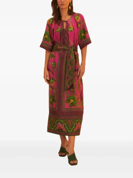 Sukienka maxi Farm Rio w kwiatki z nadrukiem garniturowa różowa