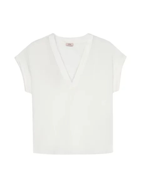 Bluzka Oltre z dekoltem w serek biała