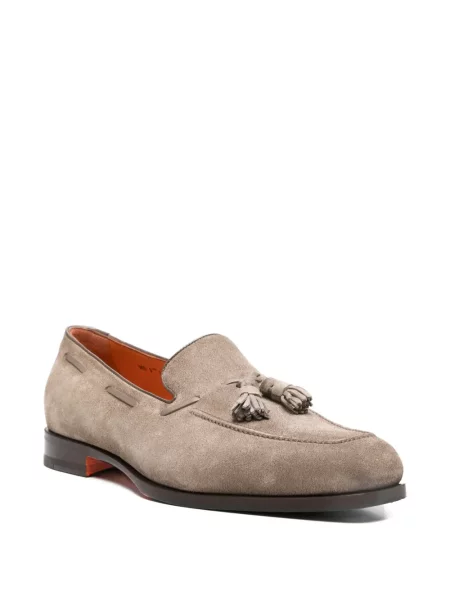 Pantofi loafer Santoni din piele gri