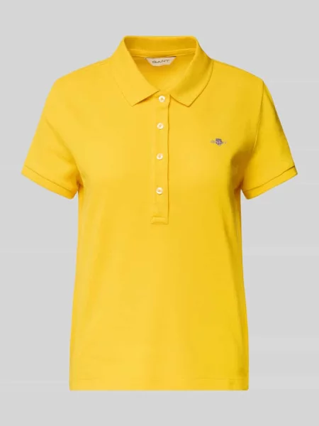Koszulka polo z wyhaftowanym logo Gant żółte