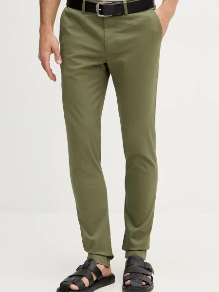 Tommy Hilfiger slim hlače z bombažem zelena