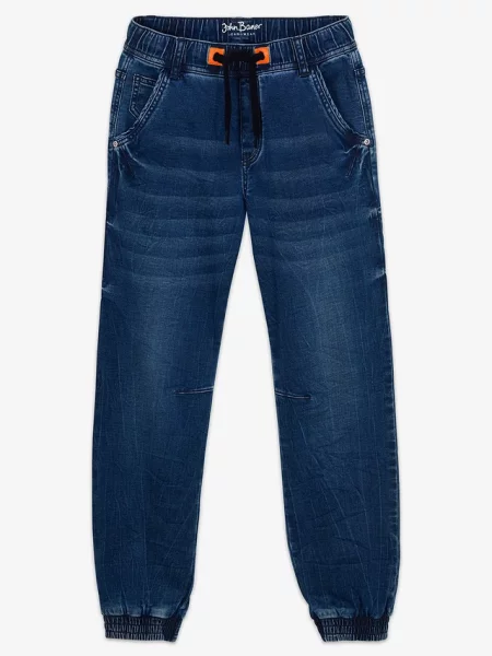 Dżinsy dresowe chłopięce o kroju regular fit tapered niebieski