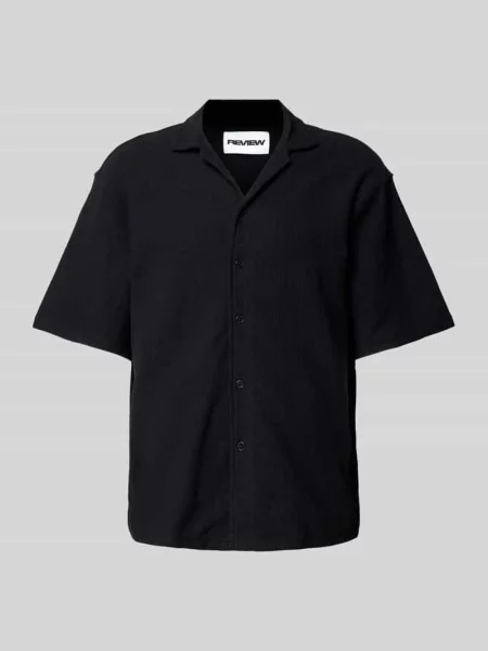 Koszula casualowa o kroju relaxed fit z fakturowanym wzorem Review czarna