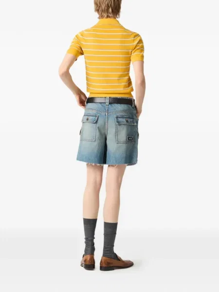 Pantaloni scurți din denim Miu Miu albastru