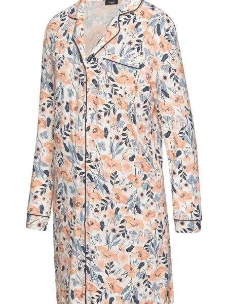 VIVANCE Spalna srajca marine / golobje modra / pastelno oranžna bela