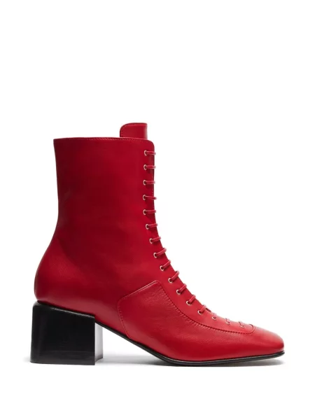 Botine Lili Curia cu șireturi din dantelă roșu