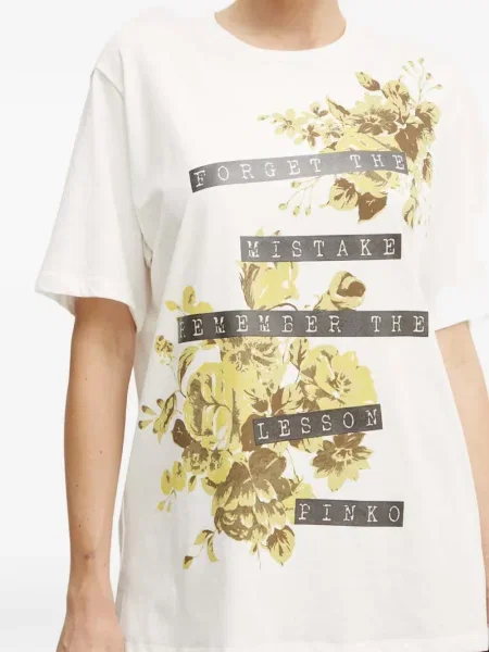 Tricou Pinko cu model floral cu imagine alb
