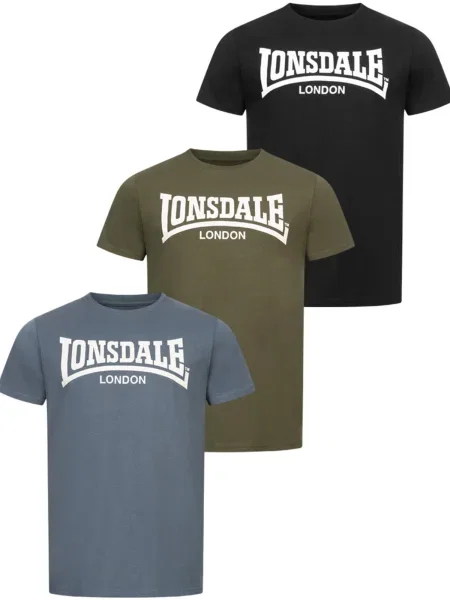 LONSDALE Tricou albastru deschis / albastru închis / verde alb