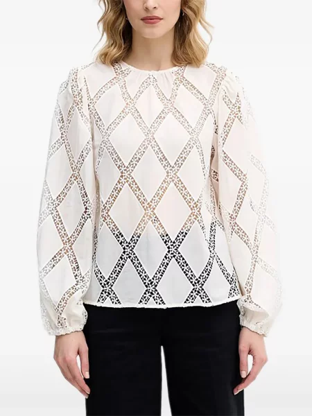 Bluză de dantelă Sisley din dantelă alb