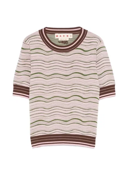 Pulover Marni din jacard cu autograf roz